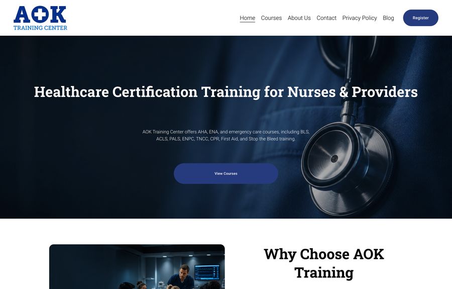 AOK Training Center website